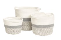 Storage baskets white/grey, set of