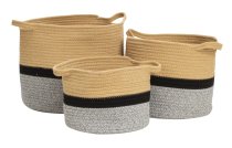 Storage baskets grey/black/nature, set