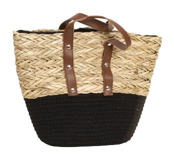 Basket bag with handle black/nature