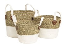 Storage baskets white/nature, set of