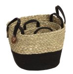 Storage baskets black/nature, set of