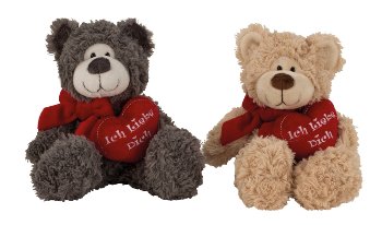 Bear sitting with heart 'Ich liebe dich'
