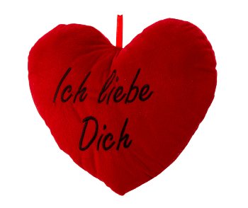 Heart pillow red "Ich liebe dich" h=25cm