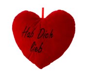 Heart pillow red "Hab Dich lieb" h=25cm