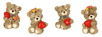 bear with heart h=6-6,5 cm assort.