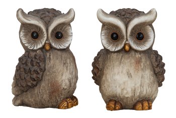 Owl standing h=18,5cm w=12,5+14cm asst.