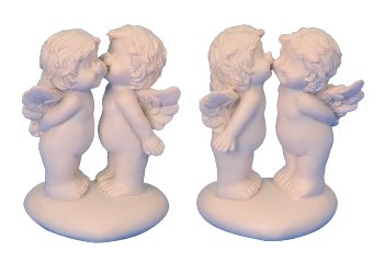 Babyengelpaar auf Herz küssend h=9,5cm