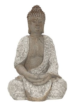 Buddha grey sitting h=48cm w=30cm