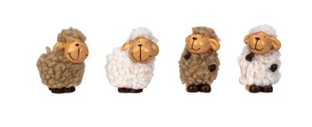Sheep standing with brown and white fur