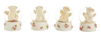Angel with roses in snow globe h=6 cm