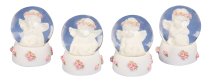 Angel with roses in snow globe h=6 cm