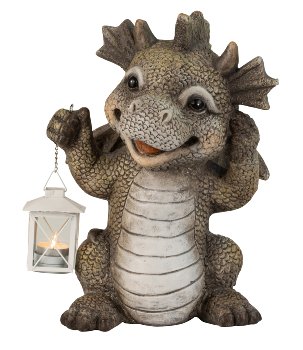 Laughing dragon standing with lantern in