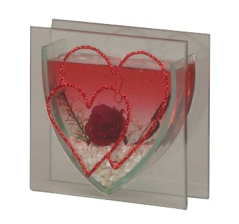 Glass decoration with roses+heart+jelly