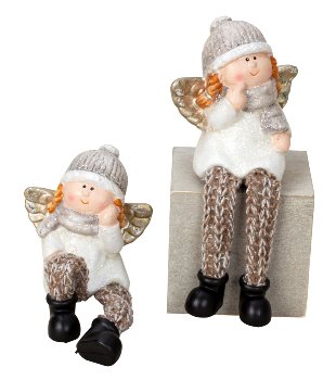 Winter children with angels wings, cap