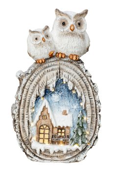 Winter decoration owl with house and