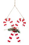 Wooden candy cane red/white with tree
