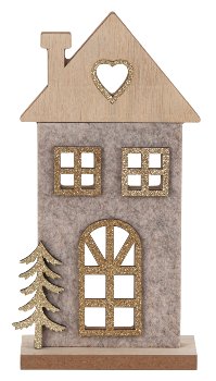 Haus aus Holz + Filz zur Deko h=21cm