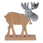 Elk with horns on wooden base h=19cm
