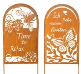 Metal sign with words, flowers and