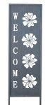 Metal sign "Welcome" with flowers