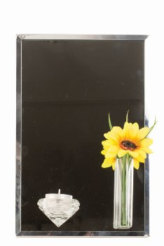 Spiegel mit Blumenvase f. Teelicht