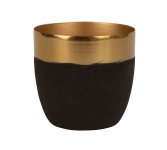 Metal T-light holder black/gold h=7,5cm