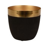 Metal planter black/gold h=14cm w=14,5cm