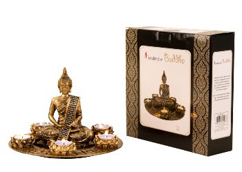 Buddha-Set for tealight golden h=20cm