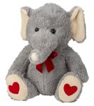 Plush elephant with hearts on the feet,