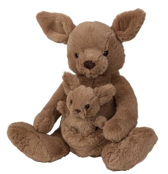 Plush kangaroo with baby in belly,