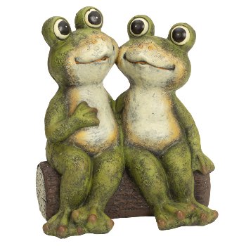 Frosch-Paar sitzend auf Bank h=34,5cm