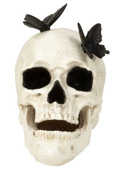 Skull with butterflies h=17,5cm