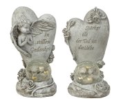 Tomb heart with angel & flower and words