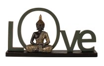 Schriftzug "LOVE" mit Buddha-Figur