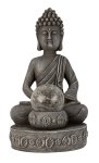 Buddha sitting grey with LED-light