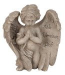 Angel with phrase on wings grey h=19,5