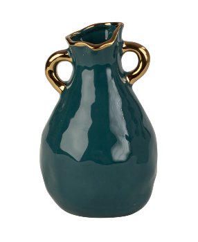 Porcelain vase in petrol with golden
