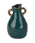 Porzellan Vase in petrol mit Henkel