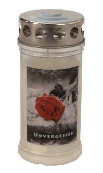 Memorial-candle with rose 'Unvergessen'
