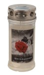 Memorial-candle with rose 'Unvergessen'