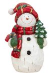 Snowman standing with santa hat & scarf
