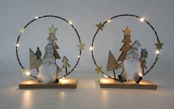Gnome decoration with LED-light h=16cm