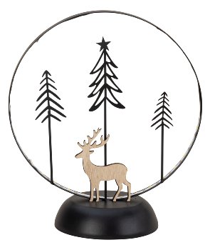 Metal decoration with wooden reindeer &