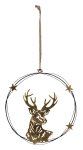 Metal decoration with golden reindeer