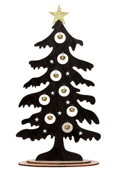 Wooden Xmas tree black with gold bells