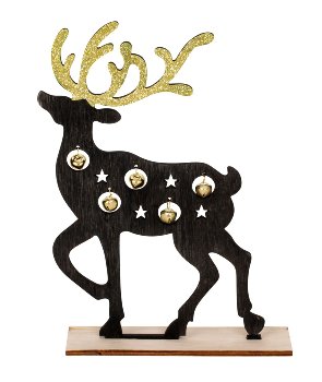 Wooden Reindeer black with gold bells
