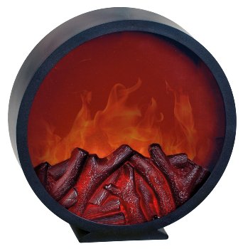 Wall Fireplace black round LED operated
