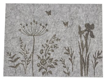 Felt table mat grey "flower meadow"