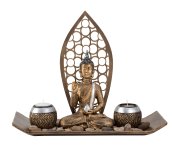 Buddha Set mit 2 Teelichthalter