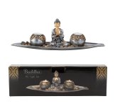 Buddha Set mit 2 Teelichthalter l=40cm